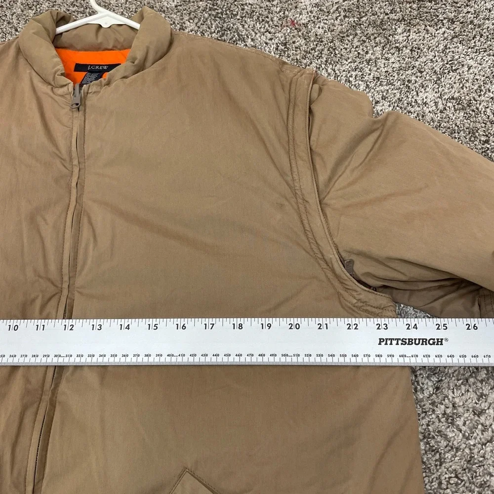 Vtg J Crew Men's L Goose Down Puffer Jacket  Removable Sleeve Brown Orange Y2K‎